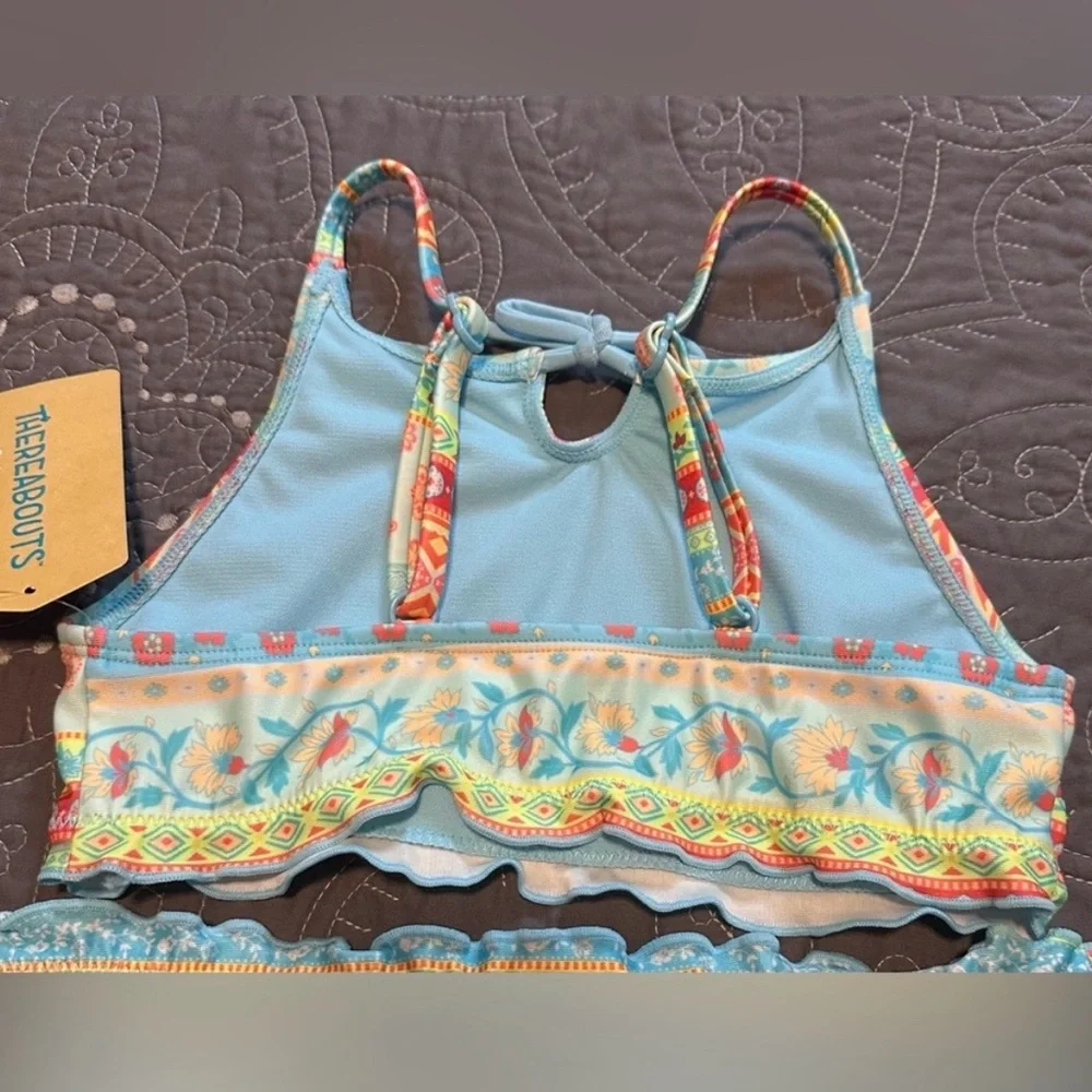 Thereabouts Girls Floral Stripe 2 Piece Bikini Set NWT Size XXS 4/5