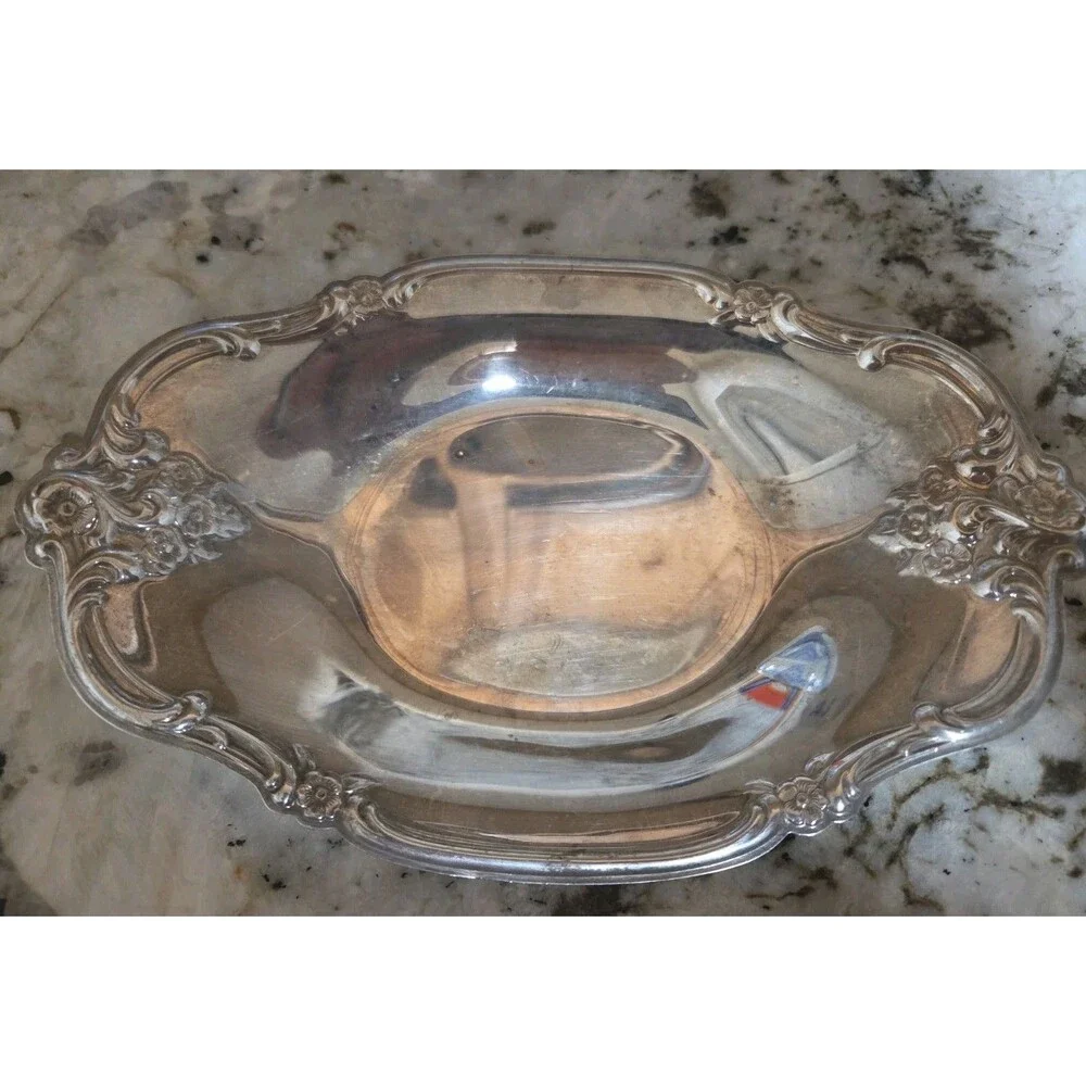 International Silver Co Silver Plated Bowl # 448 Candy Jewelry Oval Dish