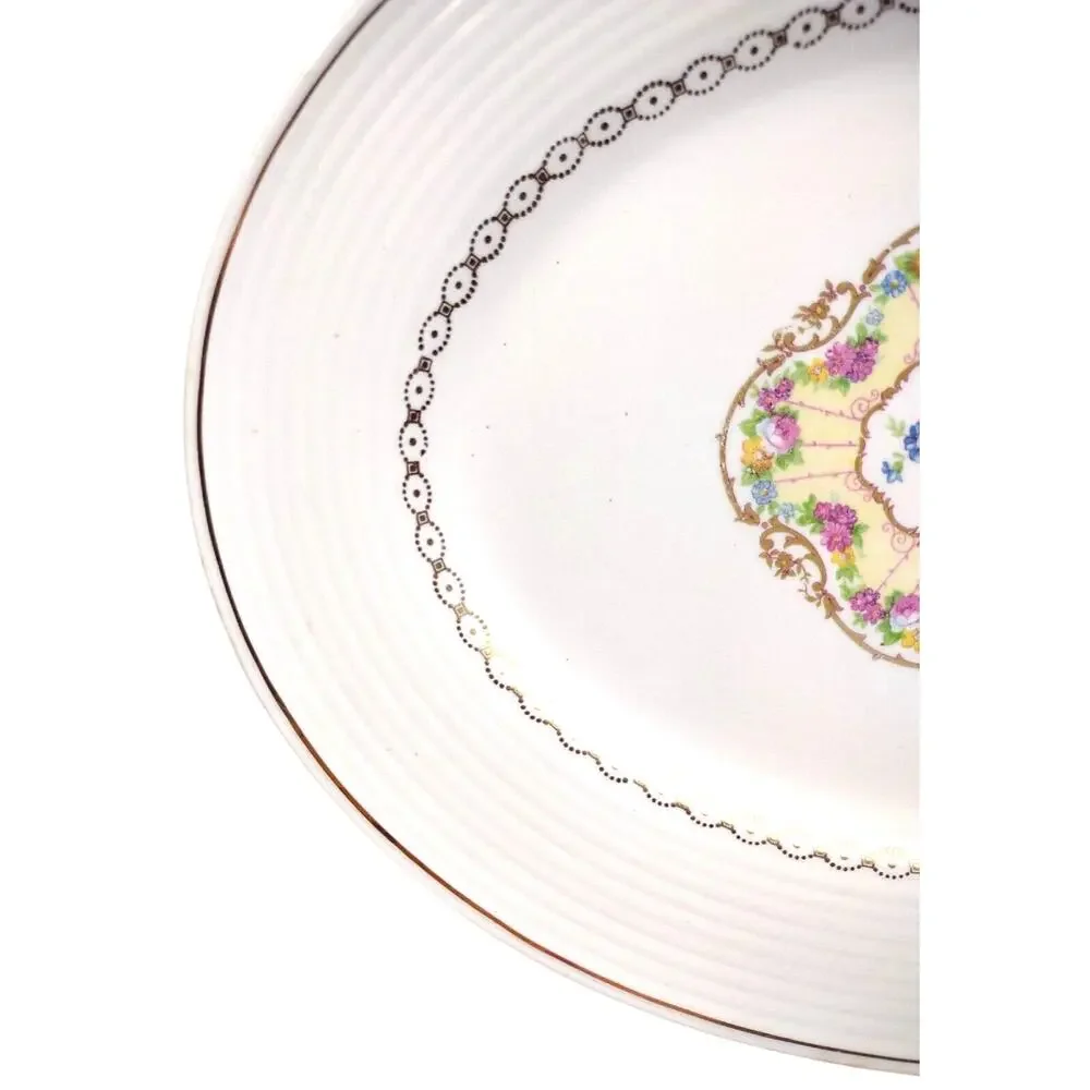 Vintage American Limoges Delight Oval Dinner Platter 22K Gold On Rim - 13.5x10