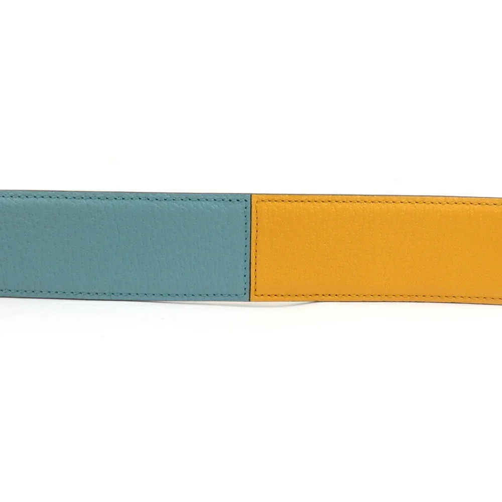 Gucci Blue Leather Belt with Gold G Buckle