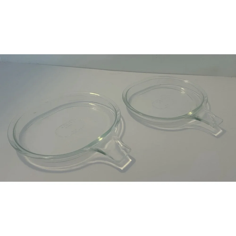 Pyrex Corning Clear Glass Set of 2 Grab It Single Serve Microwave Plate 600-B