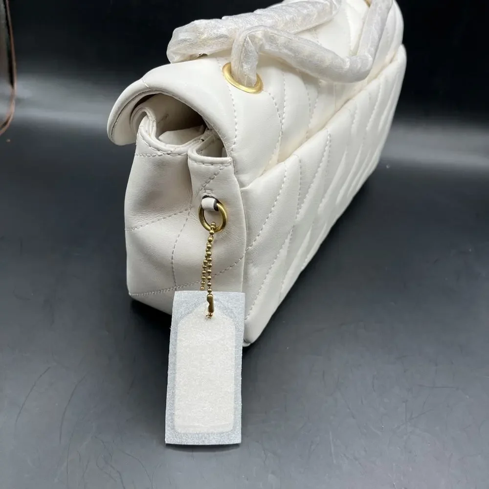 COACH Tabby Shoulder Bag 26 Quilted CP150 Brass / Chalk White Leather NWOT