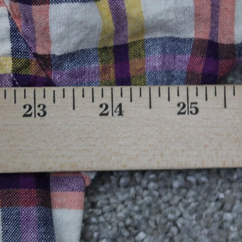 J. Crew Cotton/Linen Blend Shirt Mens‎ Large Pink/Purple/Yellow/White L/S Button