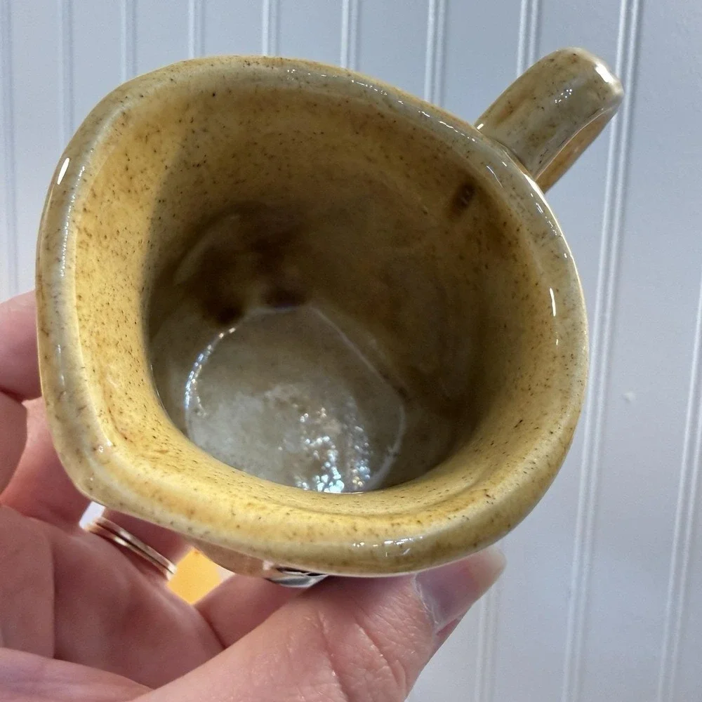 1970s Mushroom Painted Yellow Ceramic Mini Pitcher Creamer 3