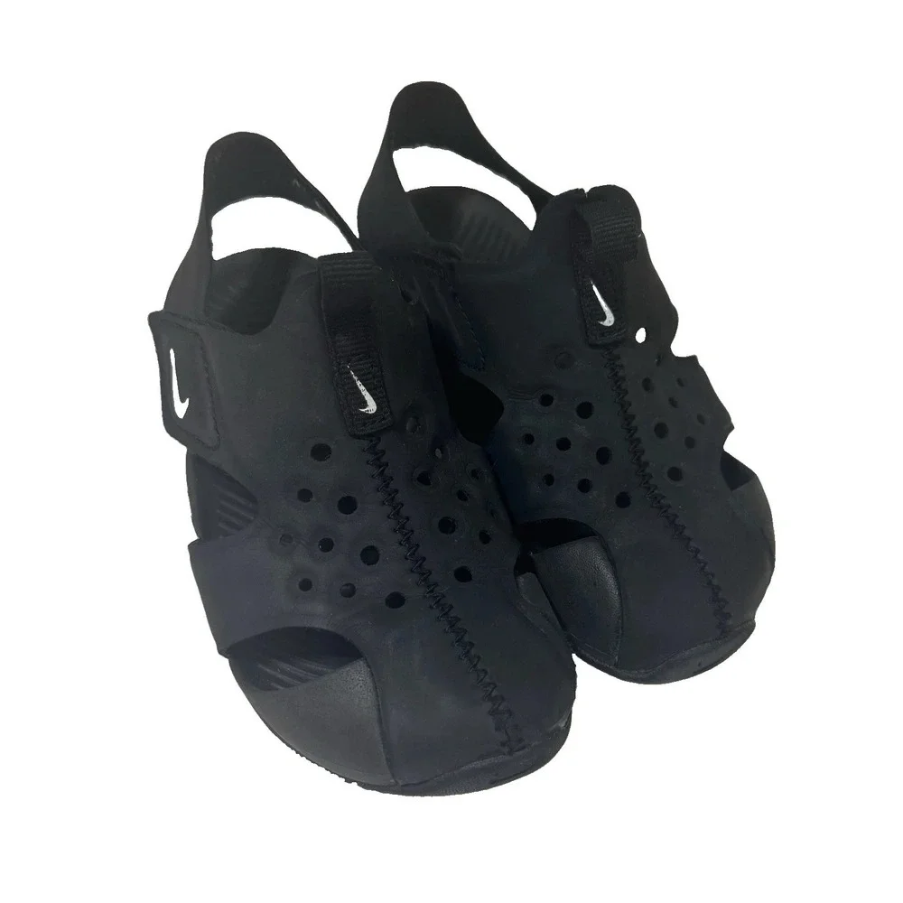 Nike Unisex Kids Black Slip-On Athletic Sandals Closed Toe Logo US 8.5