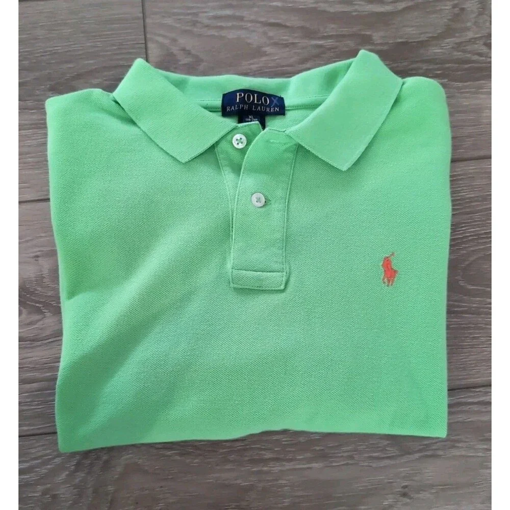 POLO RALPH LAUREN SHIRT SIZE YOUTH XL LIME W/PONY LOGO  EUC