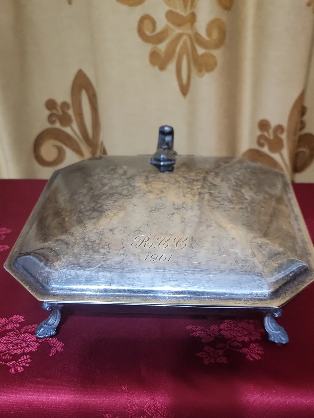 Vtg 1961 Silverplated Box Engraved RCC