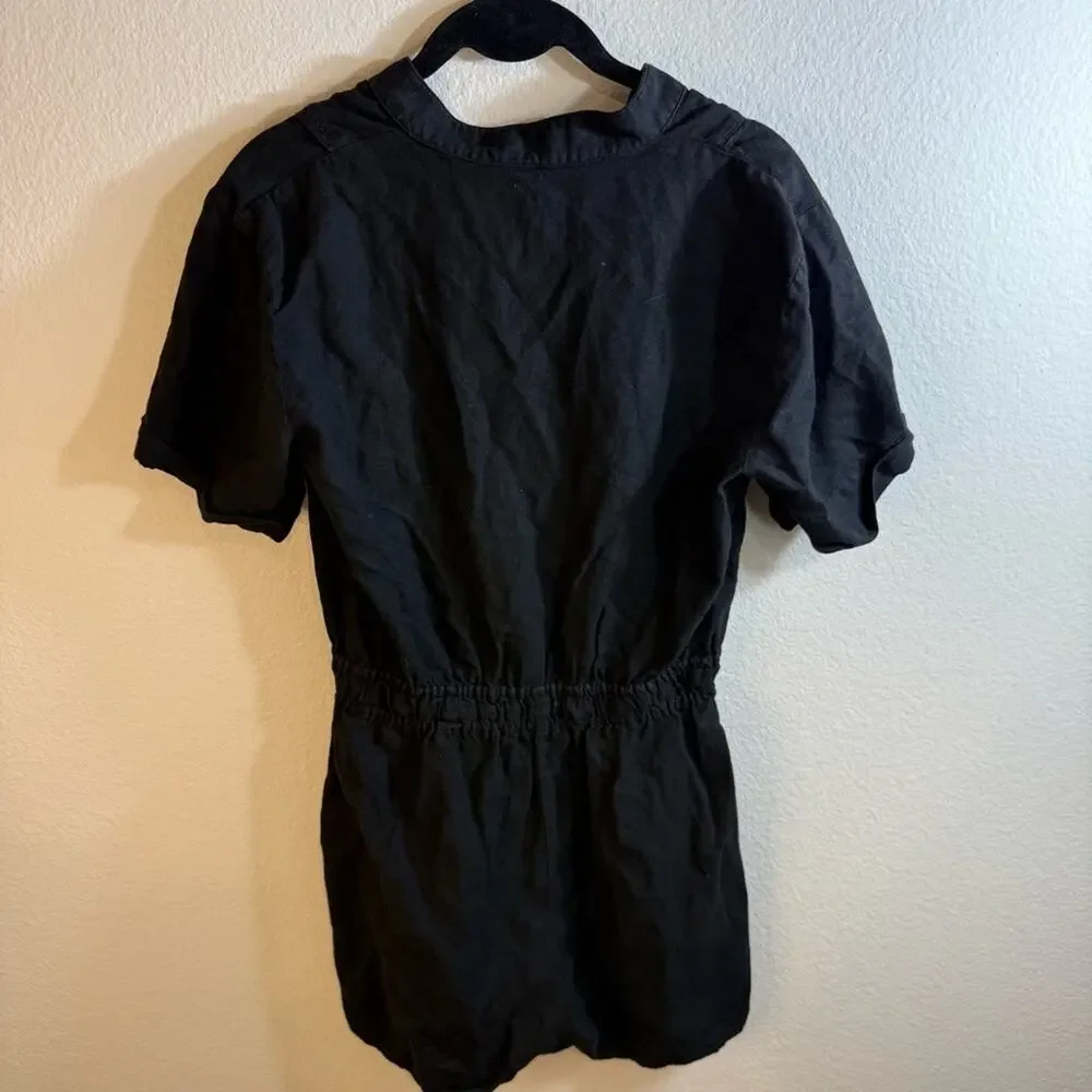ZARA Linen Black Button Romper