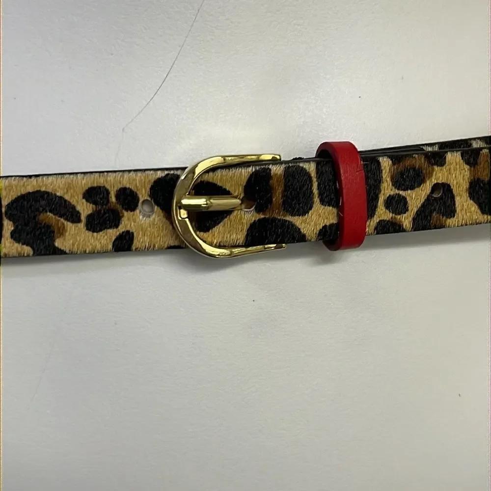 Royal Albartross Women’s Leopard Animal Print Hair Textured Adjustable Belt Med
