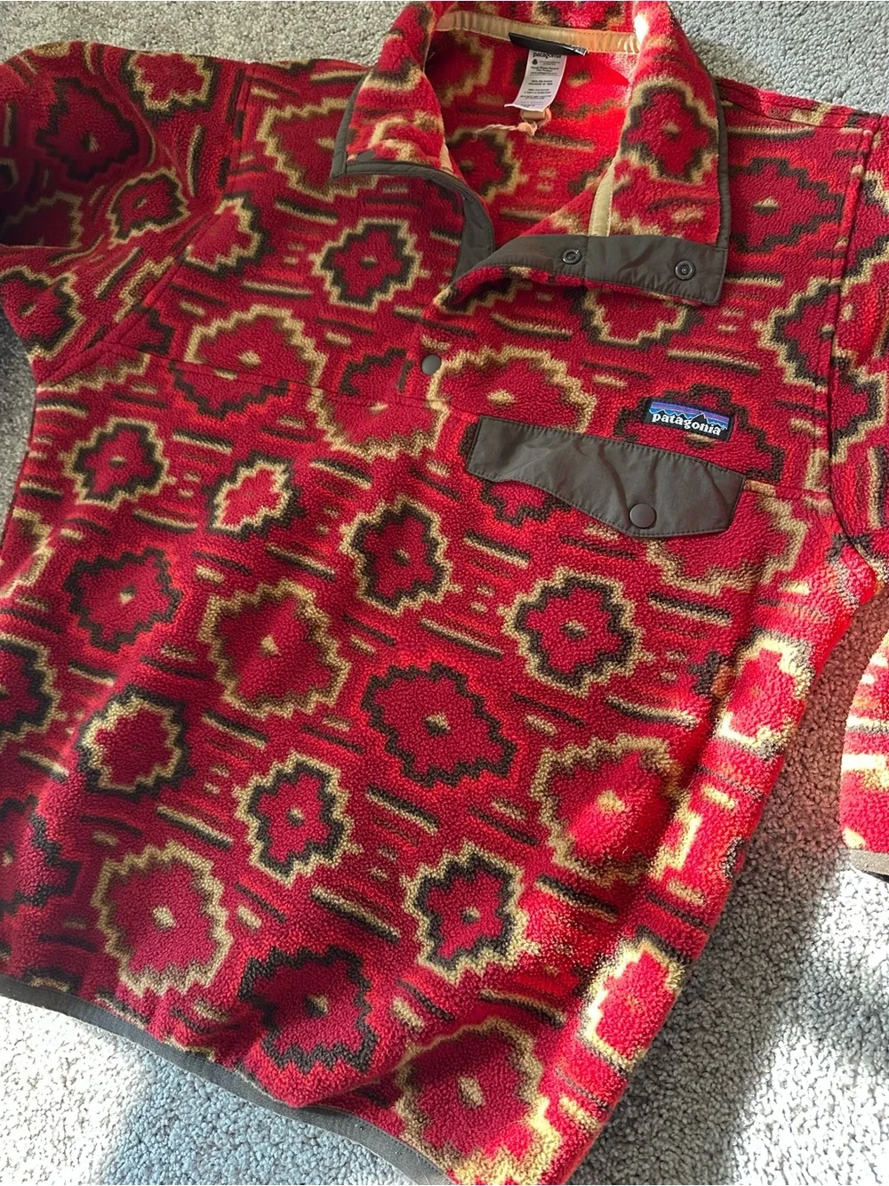 VTG Patagonia Synchilla Snap T Fleece Pullover Jacket Sweater Geometric Aztec