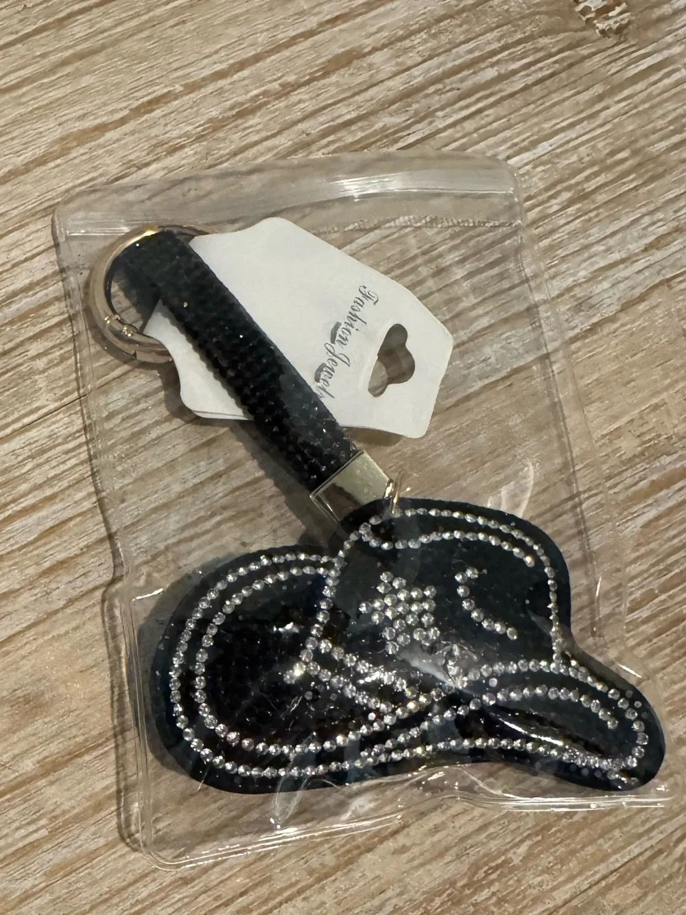 Sparkling Black Cowboy Hat Keychain or Bag Charm
