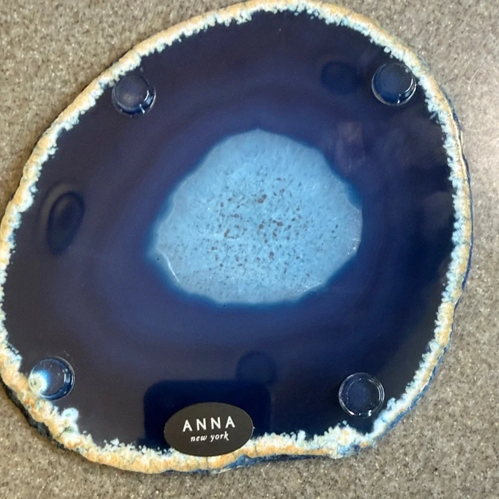 Anna Blue Agate Cheeseboard with Matching Spreader