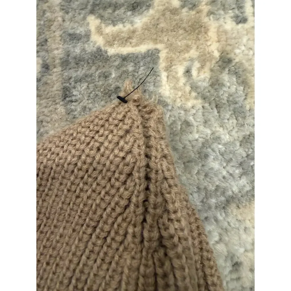 All Saints Camel Ribbed Knit Cuff Beanie $60 New With Flaw