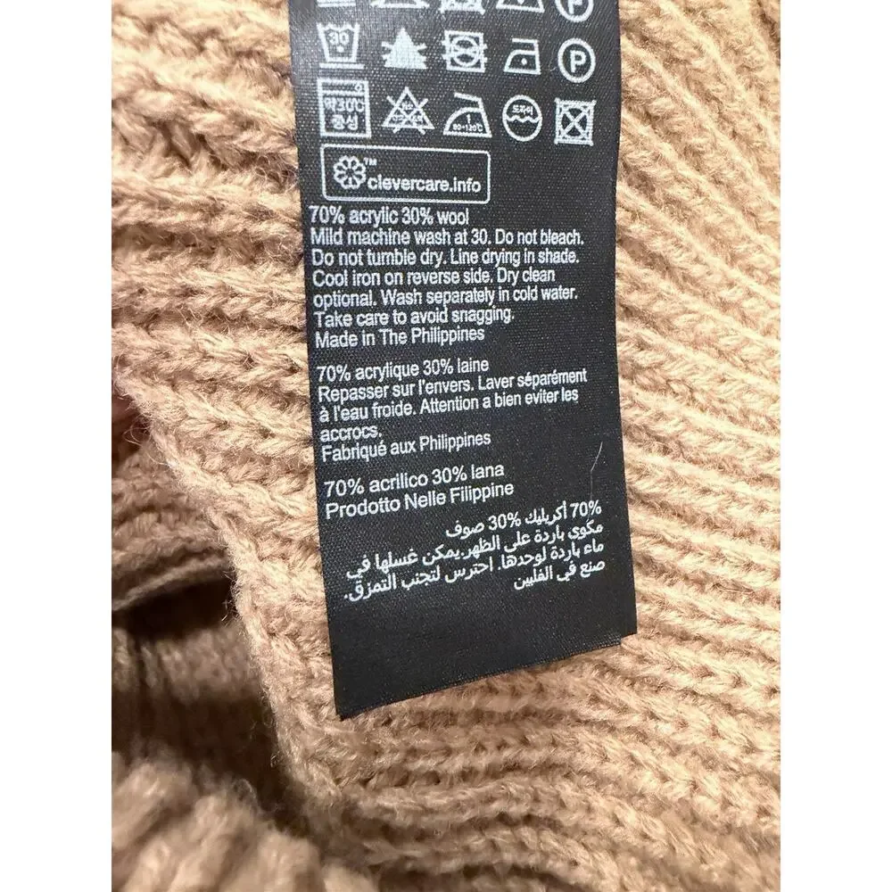 All Saints Camel Ribbed Knit Cuff Beanie $60 New With Flaw