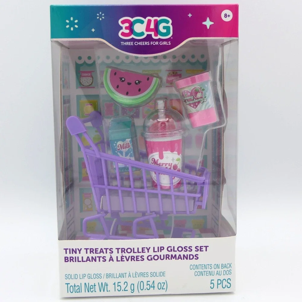 3C4G Tiny Treats Trolley Lip Gloss Set 4 Scented Lip Glosses in a Mini Cart