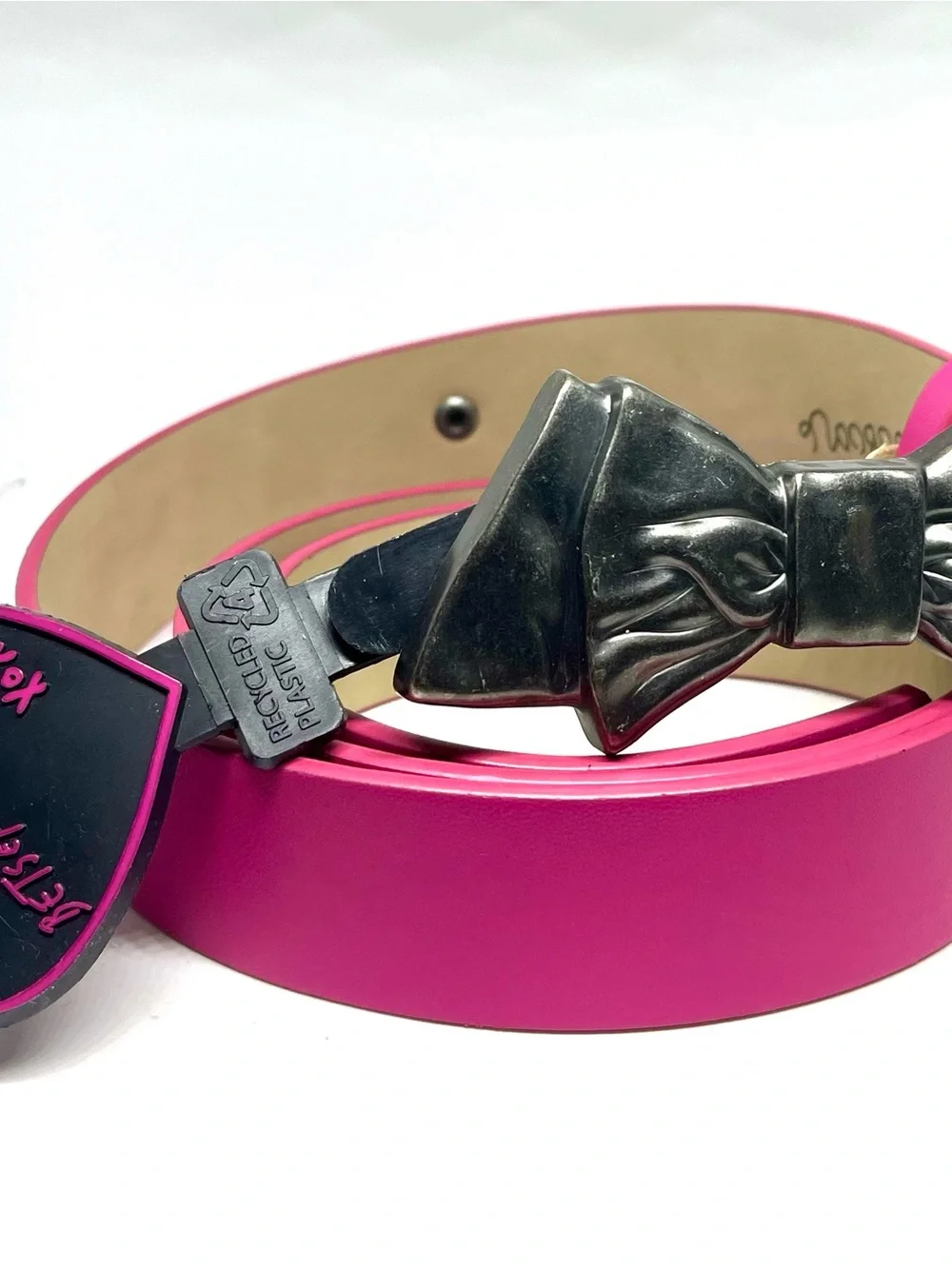 Betsey Johnson Hot Pink Bow Buckle Belt NWT