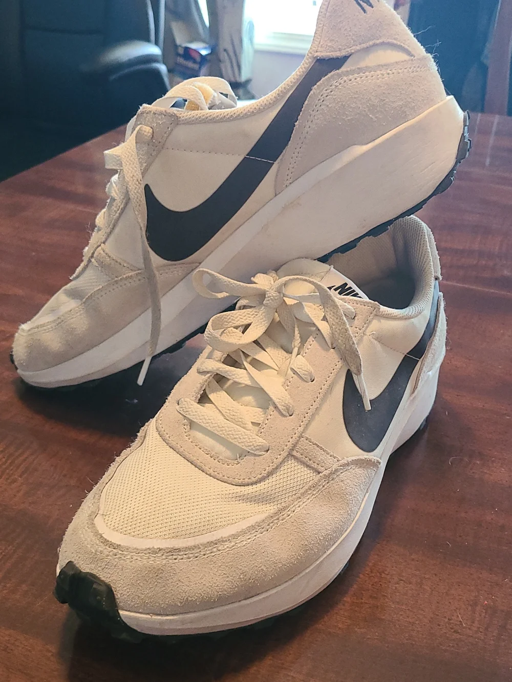 Nike Waffle Nav Sneakers Men's Size 13 White Black FJ4195-100 Casual Running Sho