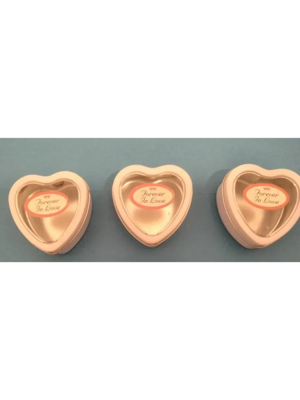 White Heart Shaped Trinket Box Forever in Love Metal Jewelry Case Wedding lot 3