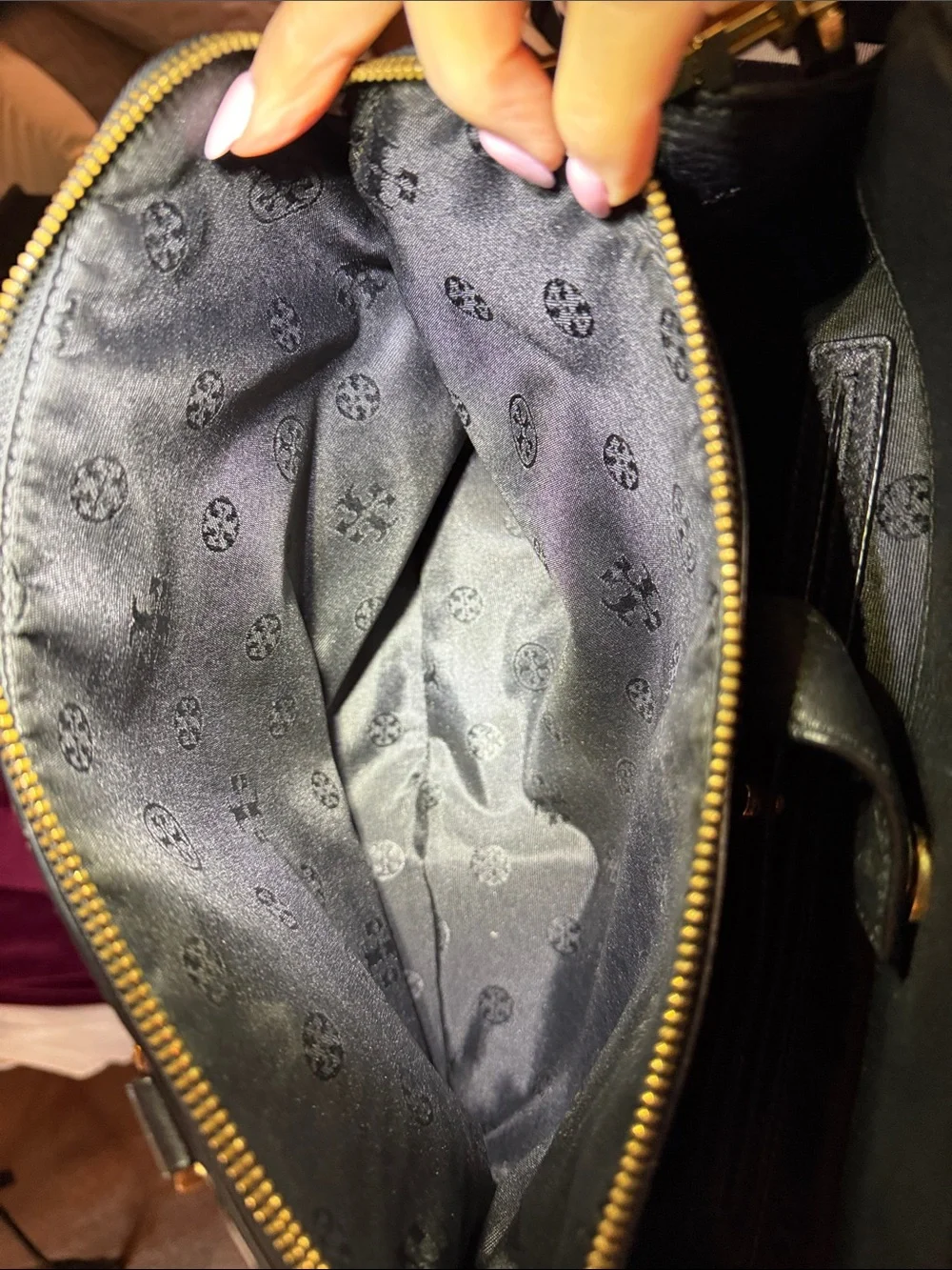 Tory Burch Black Pebbled Leather Satchel