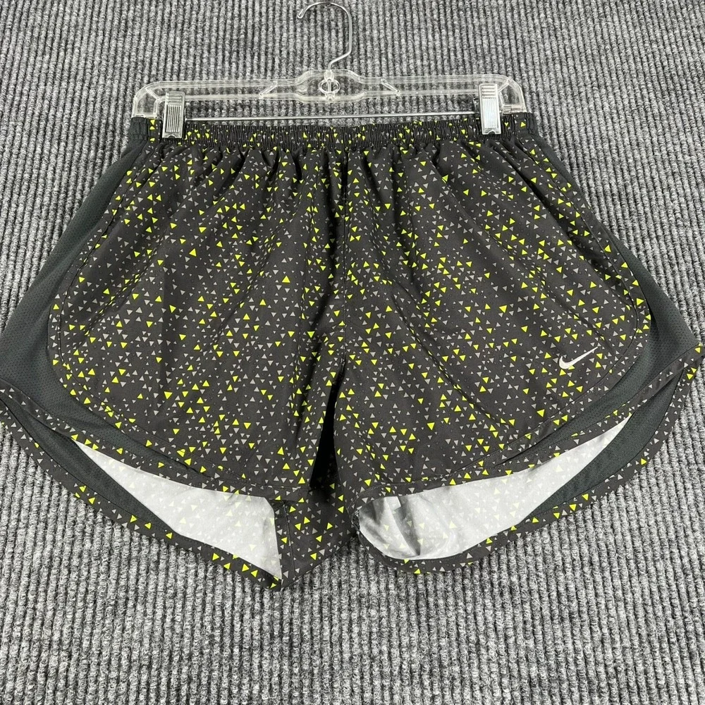 Nike Shorts Womens Large Black Lined Dri Fit Geometric Active Casual Workout Gym