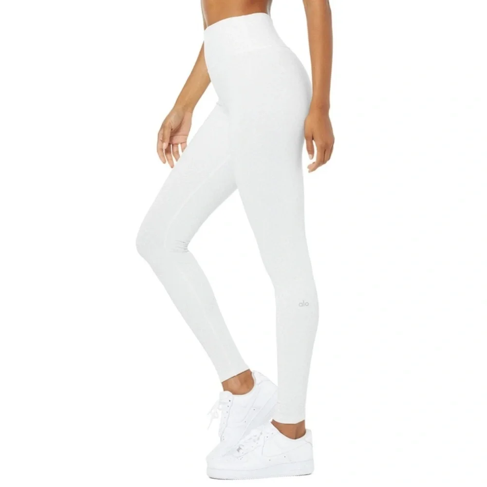 ALO Yoga Vapor Leopard High Waist Ankle Leggings White L NWT