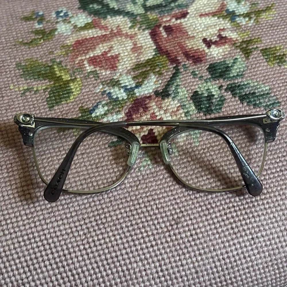 COACH 5104B T 9004 gunmetal sparkle logo cat eye eyeglasses frames Retro Whimsy