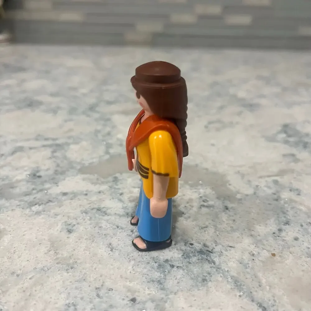 PLAYMOBIL Female Peasant Figure - Yellow Tunic Blue Skirt Nativity Shepherdess