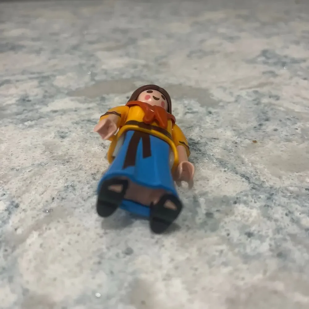 PLAYMOBIL Female Peasant Figure - Yellow Tunic Blue Skirt Nativity Shepherdess