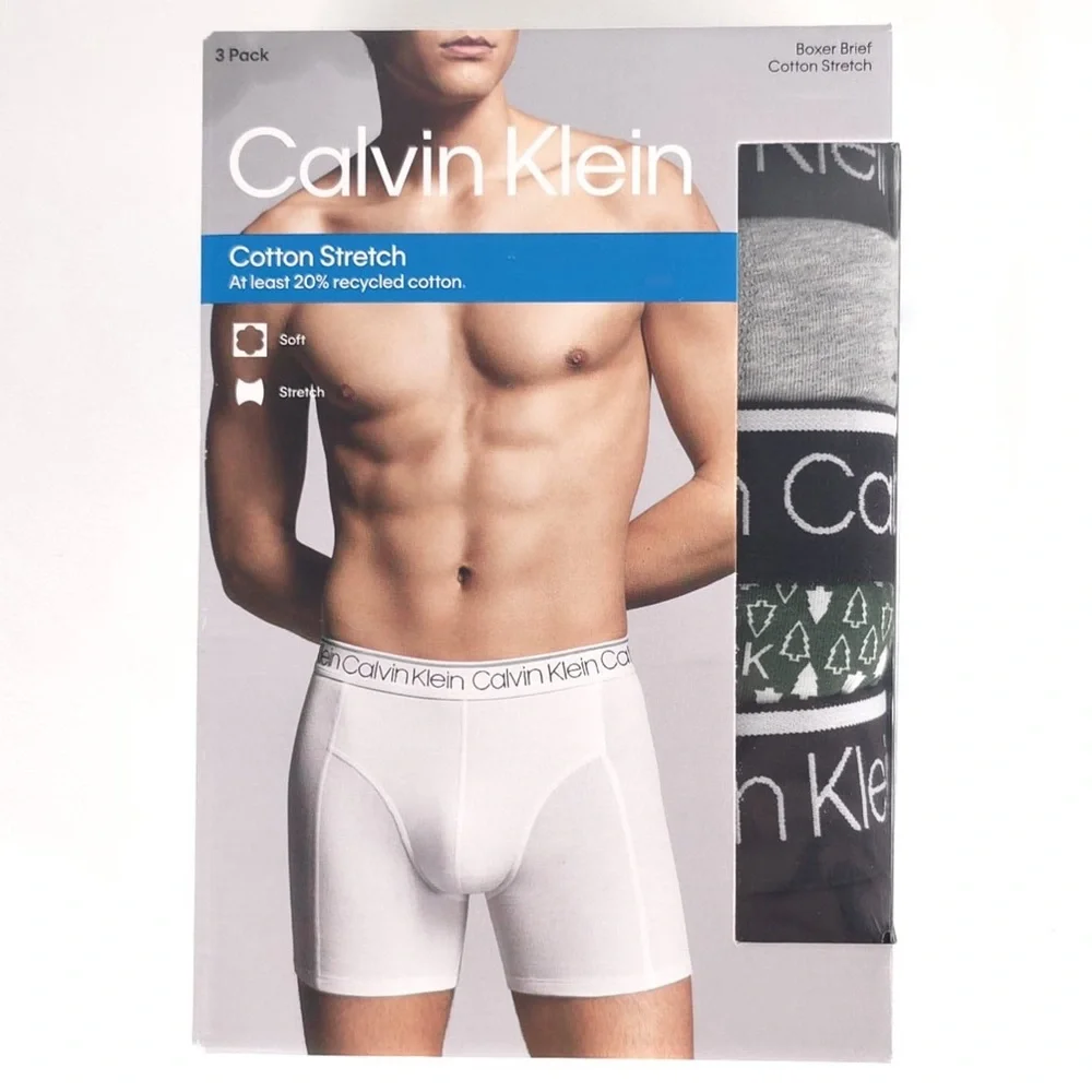 CALVIN‎ KLEIN 3 Pack BOXER BRIEF Cotton Stretch Soft Size XL