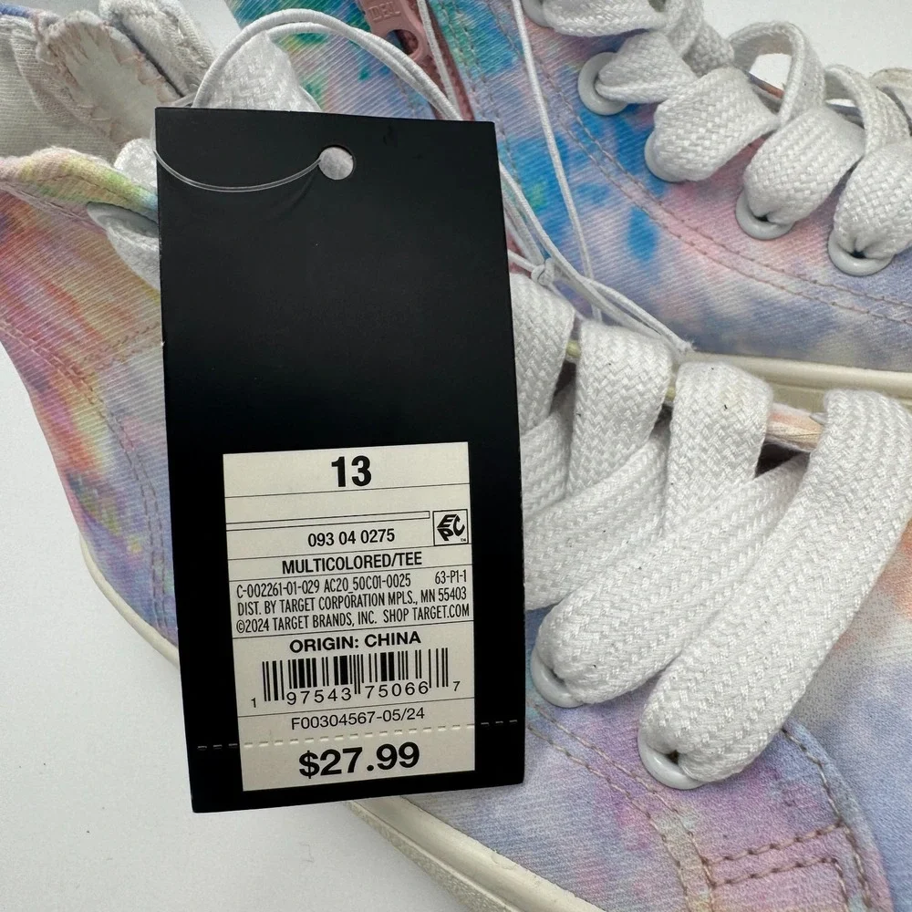 Art Class Kids Tie-Dye High Top Sneakers Size 13 Kids Side Zipper NWT