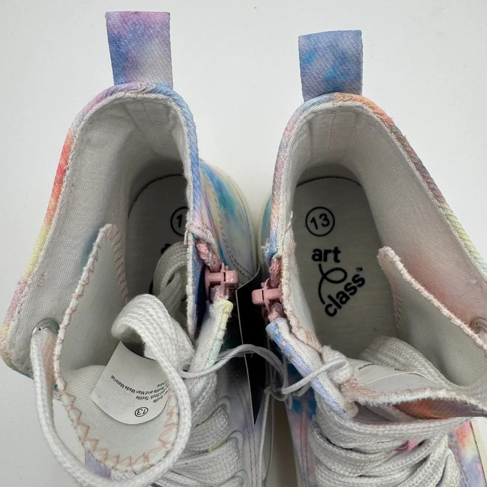Art Class Kids Tie-Dye High Top Sneakers Size 13 Kids Side Zipper NWT