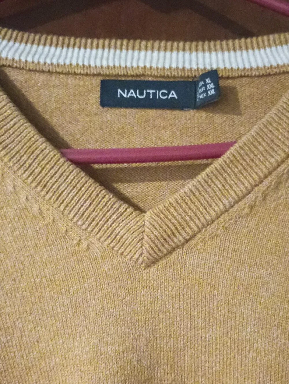 Nautica Men’s V-Neck Sweater in Mustard Gold