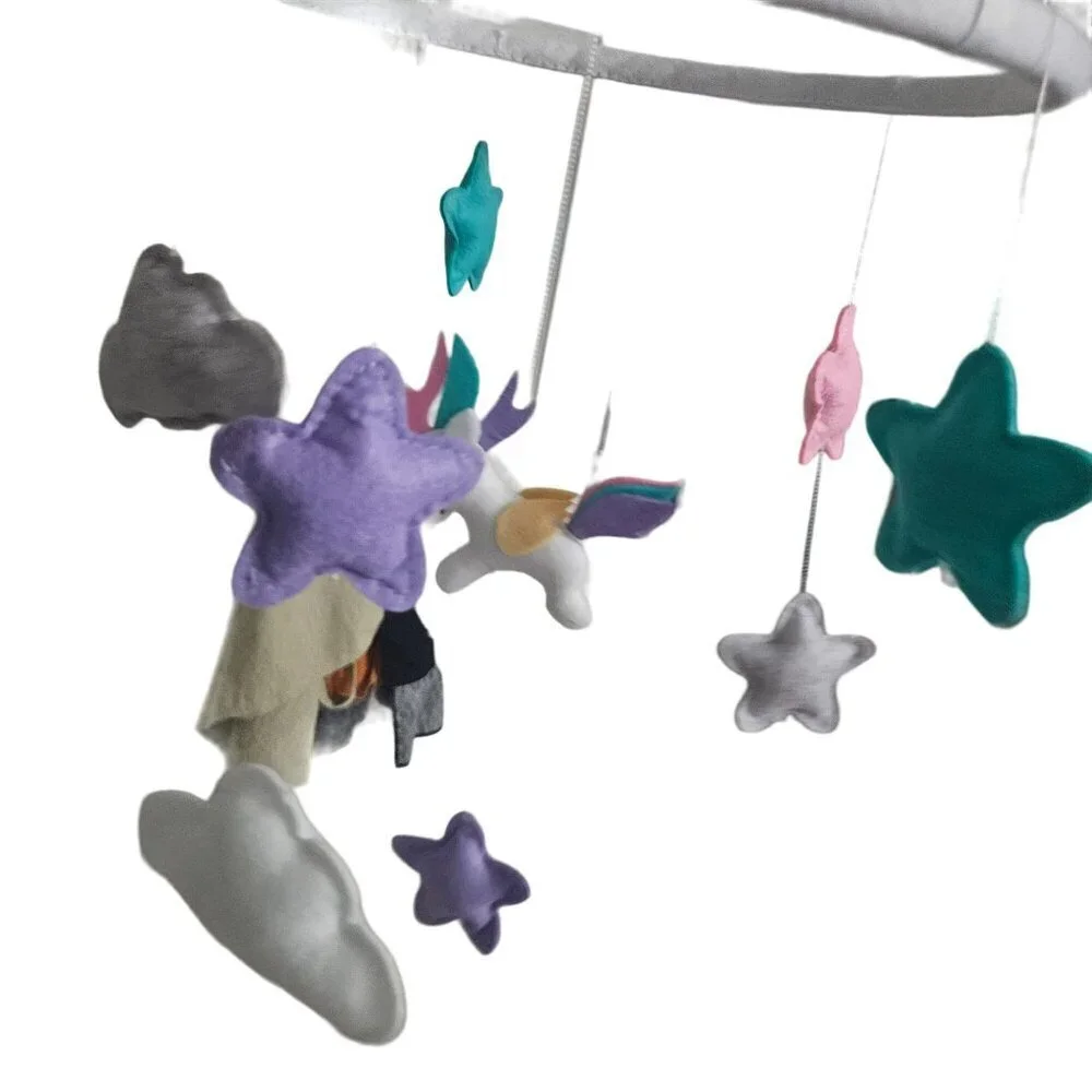 Land Of Luna Unicorn Mobile Nursery Decor Stars‎ Clouds Purple Plushy Celestial
