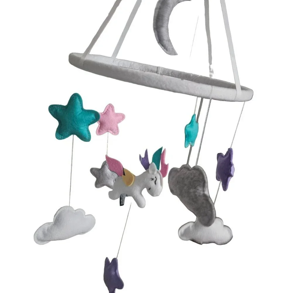 Land Of Luna Unicorn Mobile Nursery Decor Stars‎ Clouds Purple Plushy Celestial