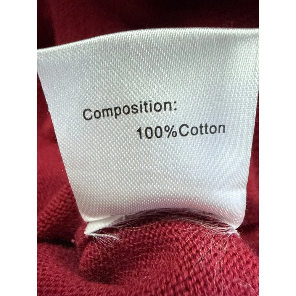 Tonlion Red V Neck 100% Cotton Knit Sweater Soft Classic Preppy M