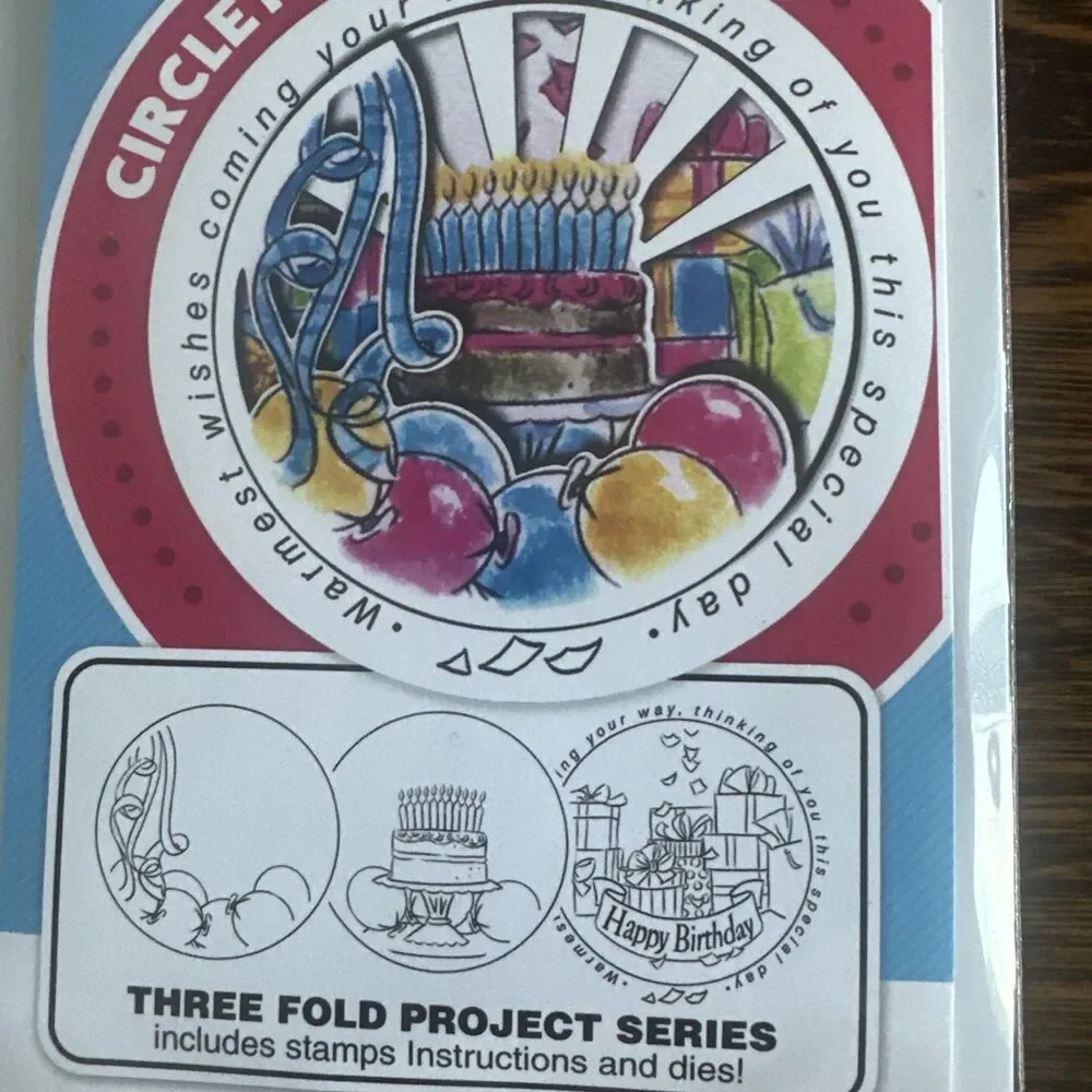 Ai Art Impressions 4980 BIRTHDAY CIRCLET MINI TRYFOLDS Clear Stamps And Dies