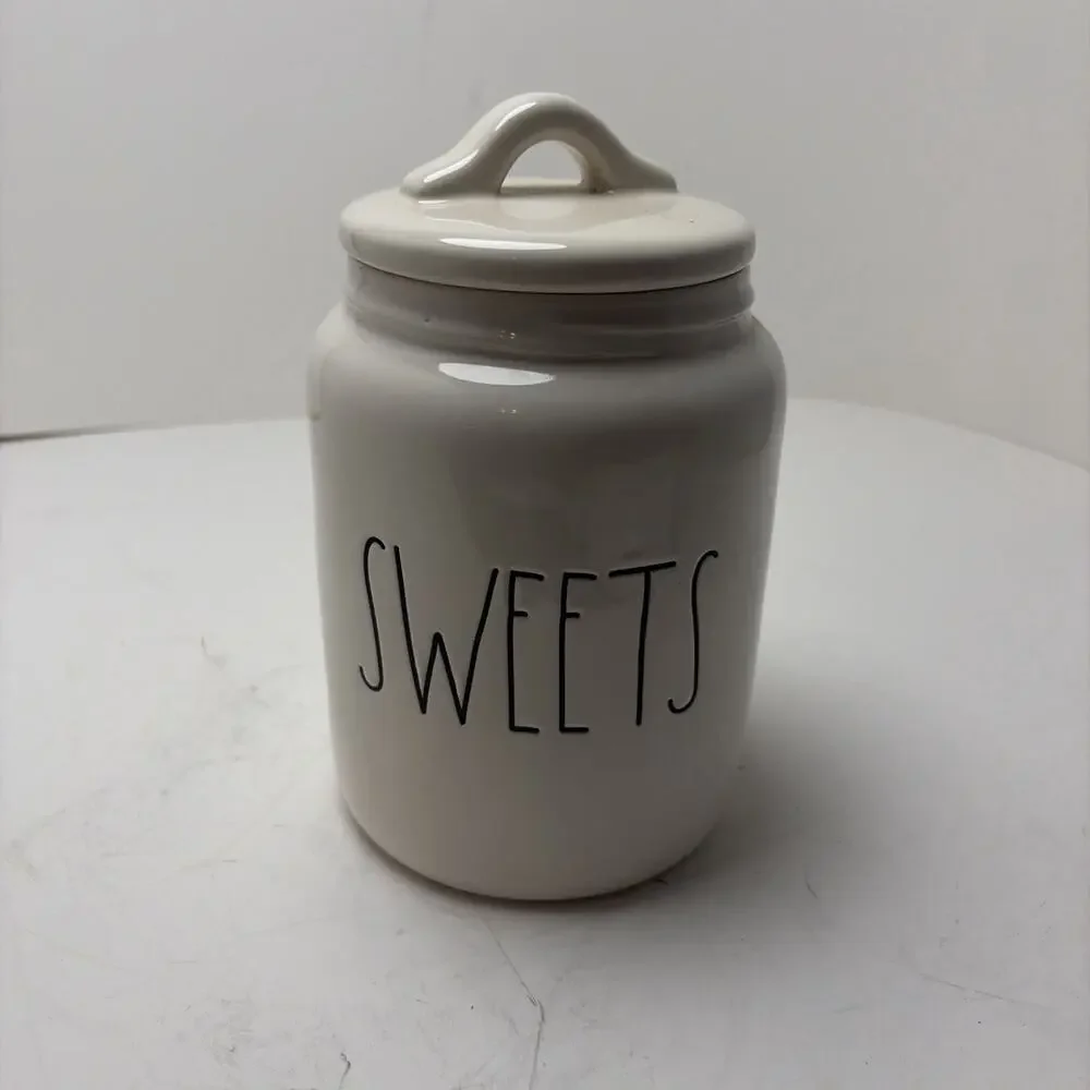 RAE DUNN Sweets Canister Jar White Ceramic Container