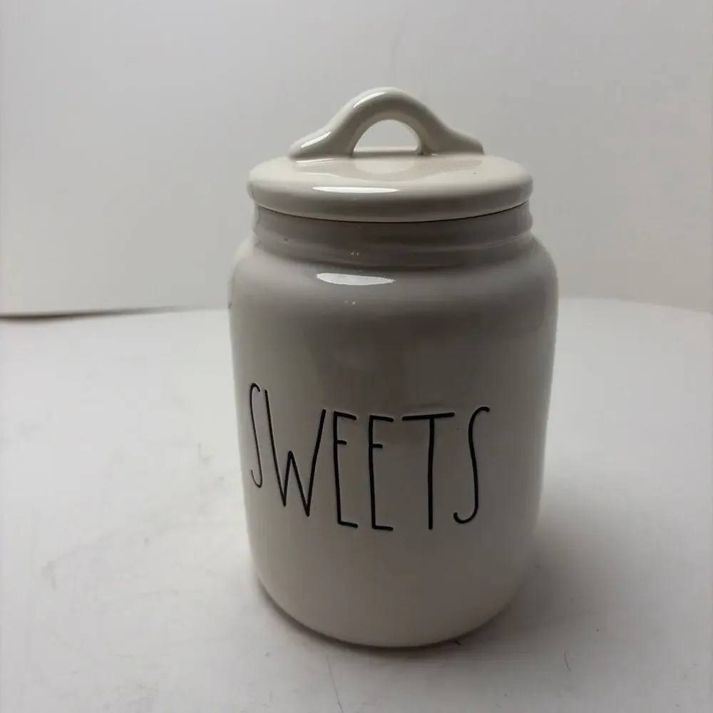 RAE DUNN Sweets Canister Jar White Ceramic Container