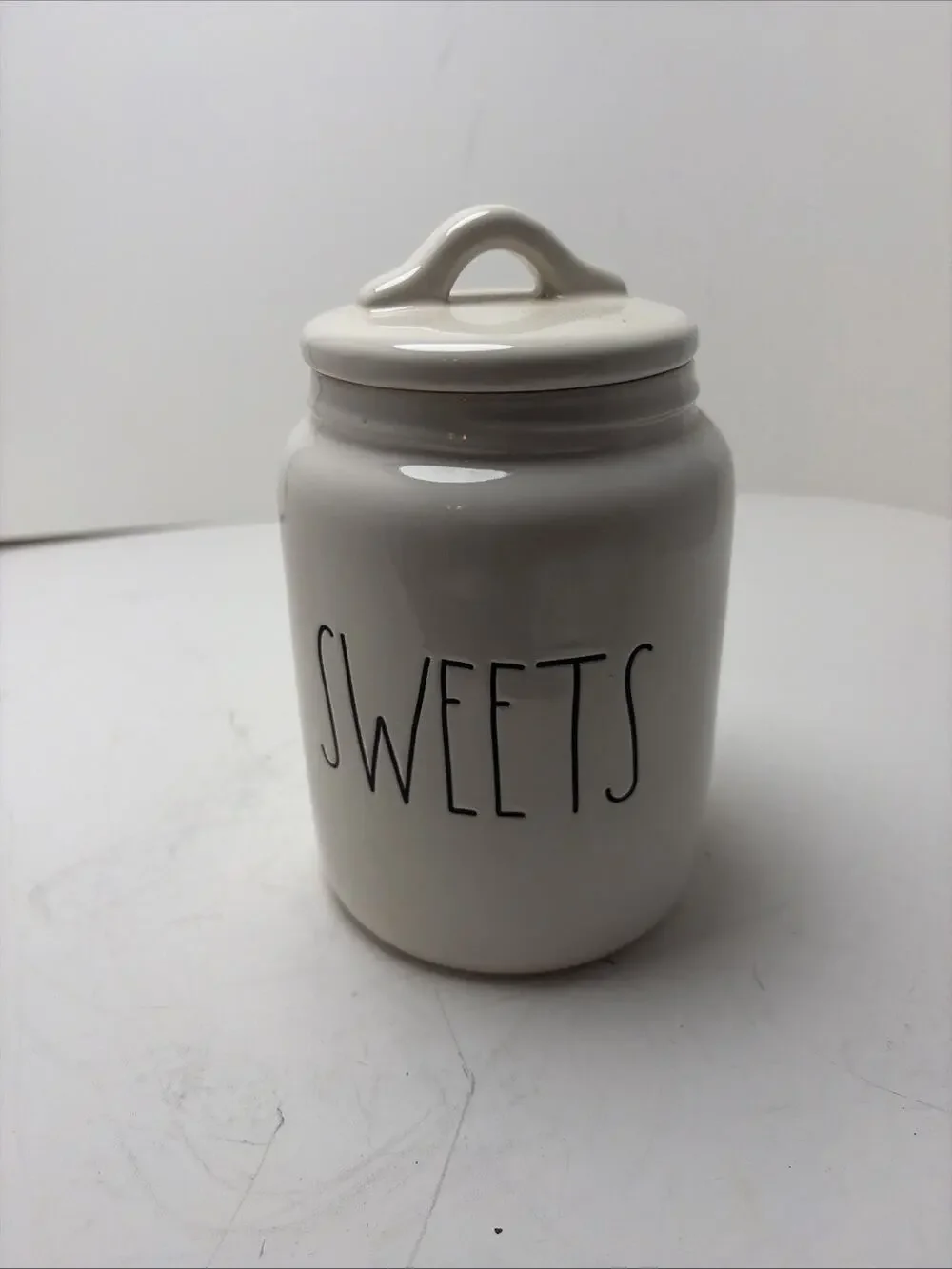 RAE DUNN Sweets Canister Jar White Ceramic Container
