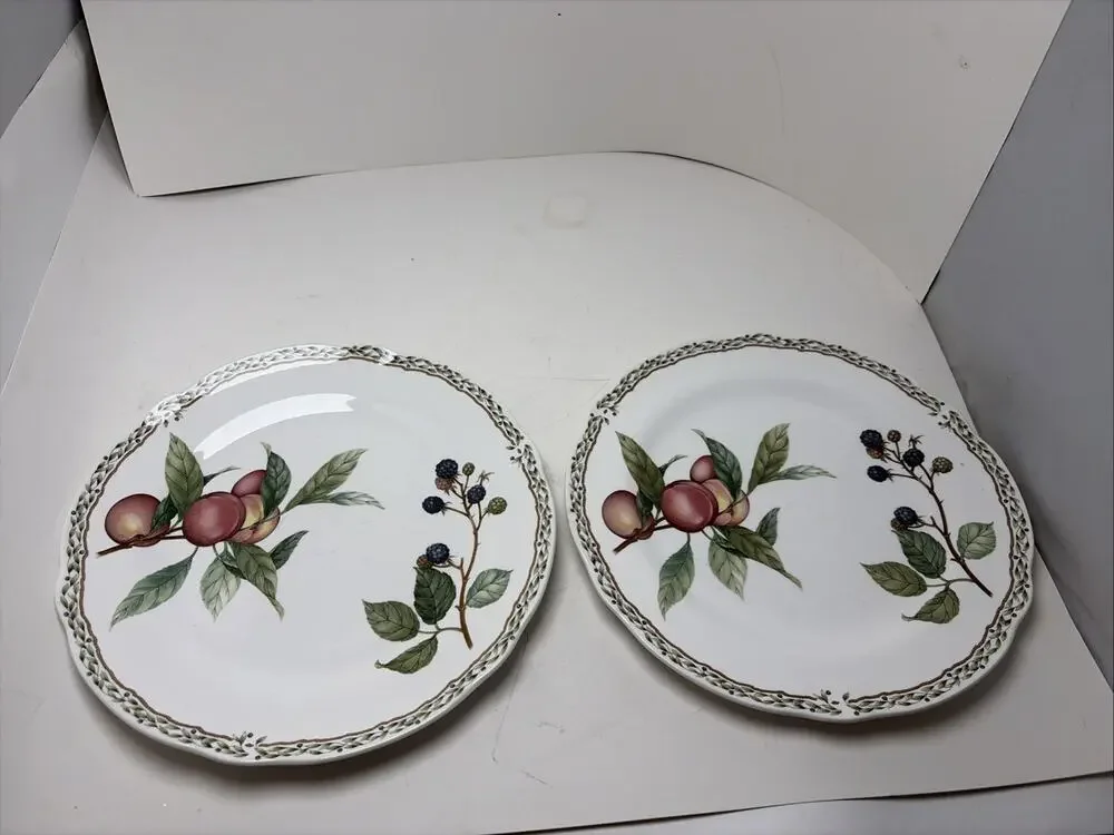 Set Of 2 Noritake Primachina Royal Orchard 9416 Fruit & Leaves Dinner plates