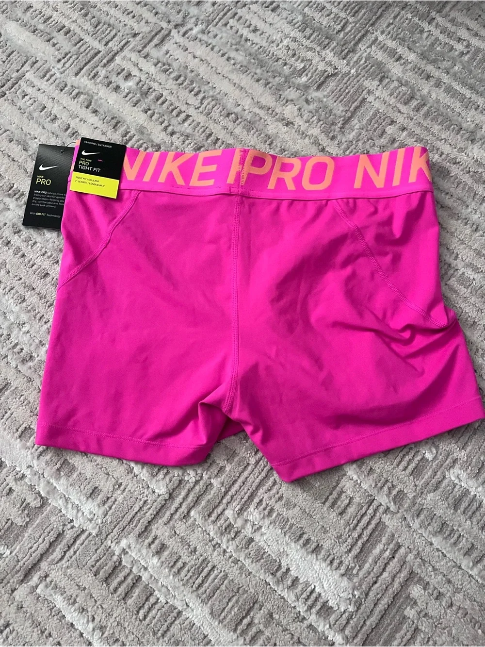 Nike Women's Bright Pink Pro Training Shorts with Logo Waistband