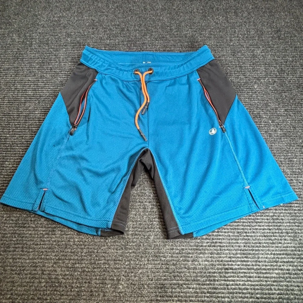 Body Glove Mens Blue Black Mesh Athletic Gym Training Shorts Sz Medium Zippered