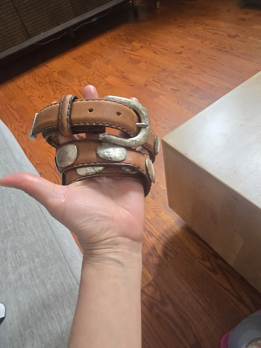 Billy Davis California Leather Western Concho Belt 36 Brown Silver USA