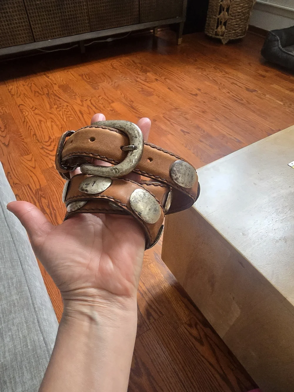 Billy Davis California Leather Western Concho Belt 36 Brown Silver USA