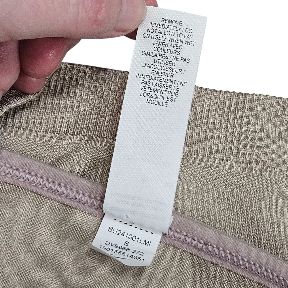 Nike Ribbed Sports Bra Tan Light‎ Support Racerback Crisscross Gym Size S
