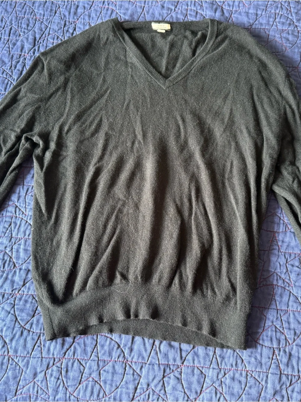 J. Crew 100% Cashmere Black Relaxed V-Neck Sweater Small