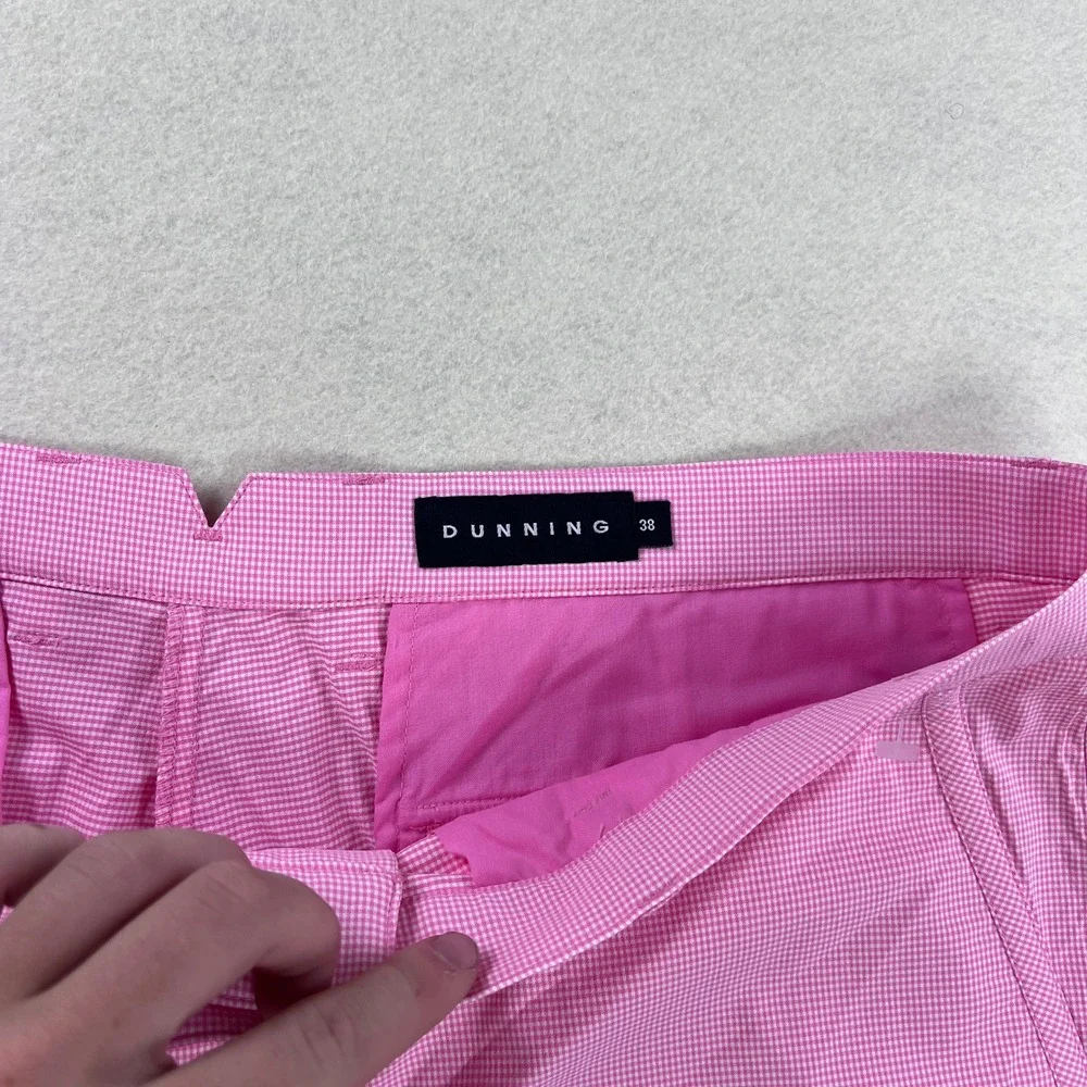 NWT! Dunning Golf Mens Pink Gingham Stretch Performance Shorts 38 D7F20H619