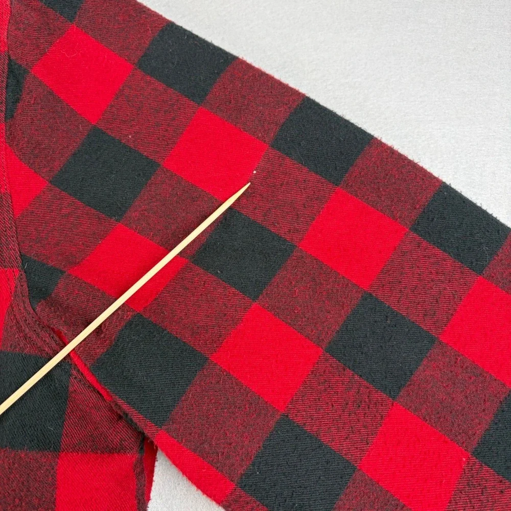 LL Bean Sherpa Lined Scotch Plaid Flannel Shirt Jacket Mens XL Red Buffalo Snap