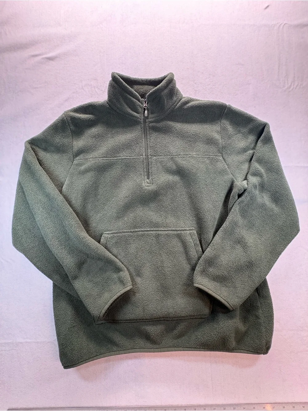 32 Degrees Heat Men’s XL Olive Green Quarter Zip Fleece Pullover Kangaroo Pocket