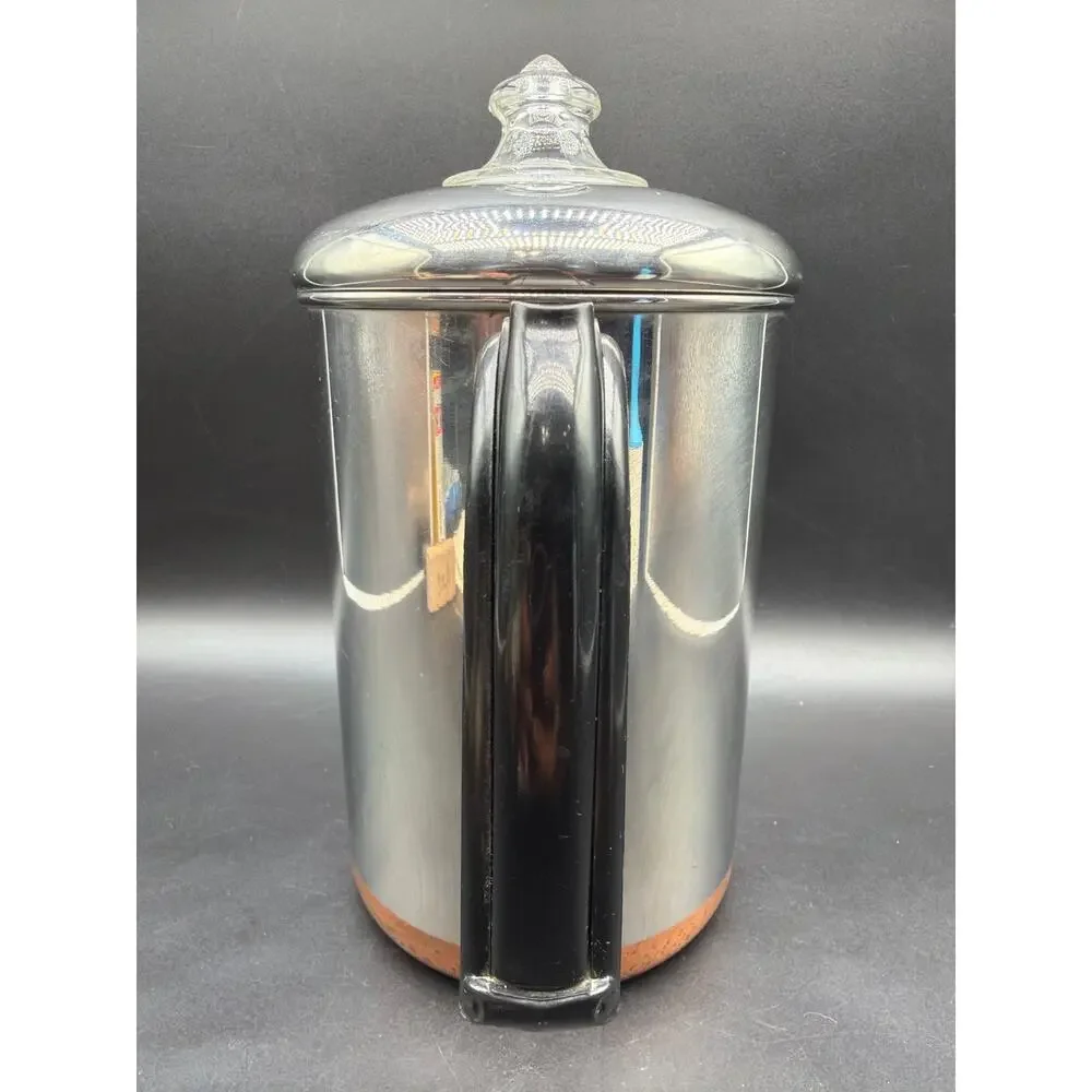 Vintage Revere Ware 1801 Copper Clad Stainless Steel 8 Cup Percolator Complete